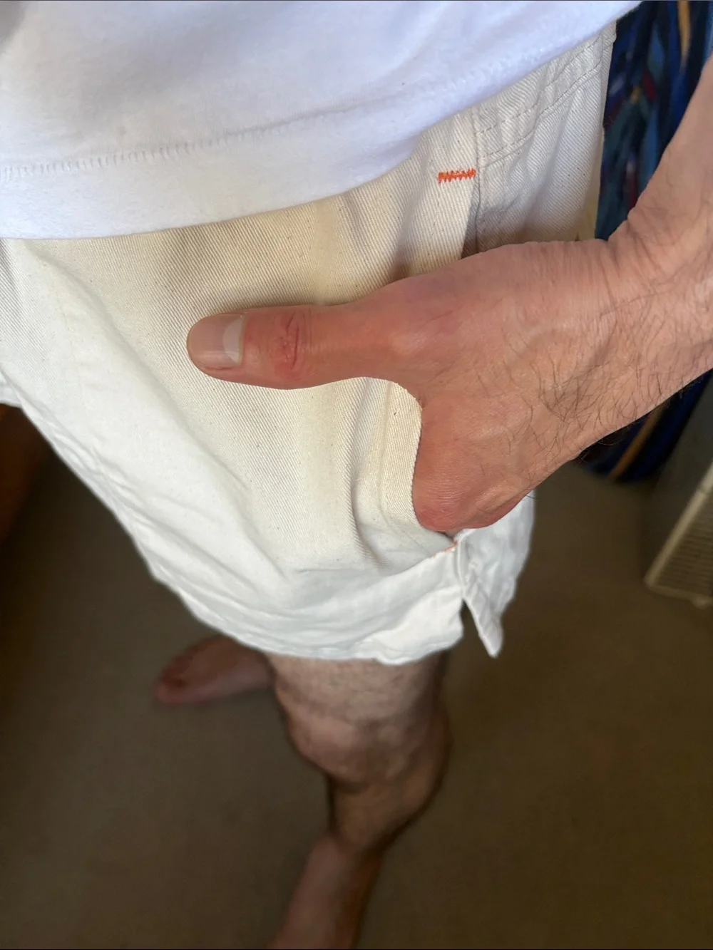 Men's Cream Cotton Casual Shorts by RICK MAJORS. Medium. Made in the USA